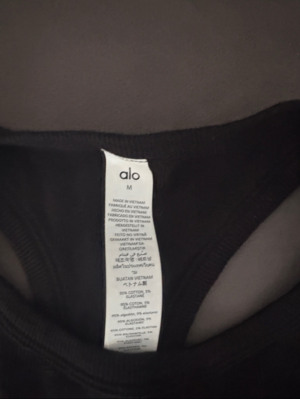 Alo Black Ribbed Racerback tank top - Picture 2 of 2